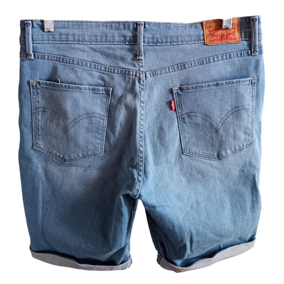 Levis Womens 32 Shorts Denim Jean Rolled Cuff Boyfdriend Stretch - Picture 2 of 5